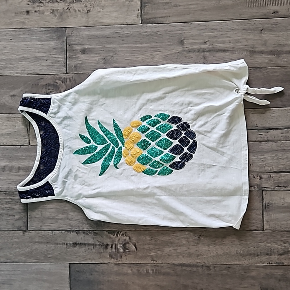 Justice Girls Sequin Glitter Lace Pineapple Tank Top - Size 14/16